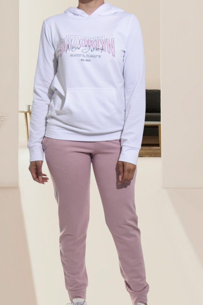 Ladies Pink Brooklyn Printed Tracksuit Set - StylePhase SA