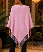 Ladies Pink Button Detailed Knit Poncho - StylePhase SA
