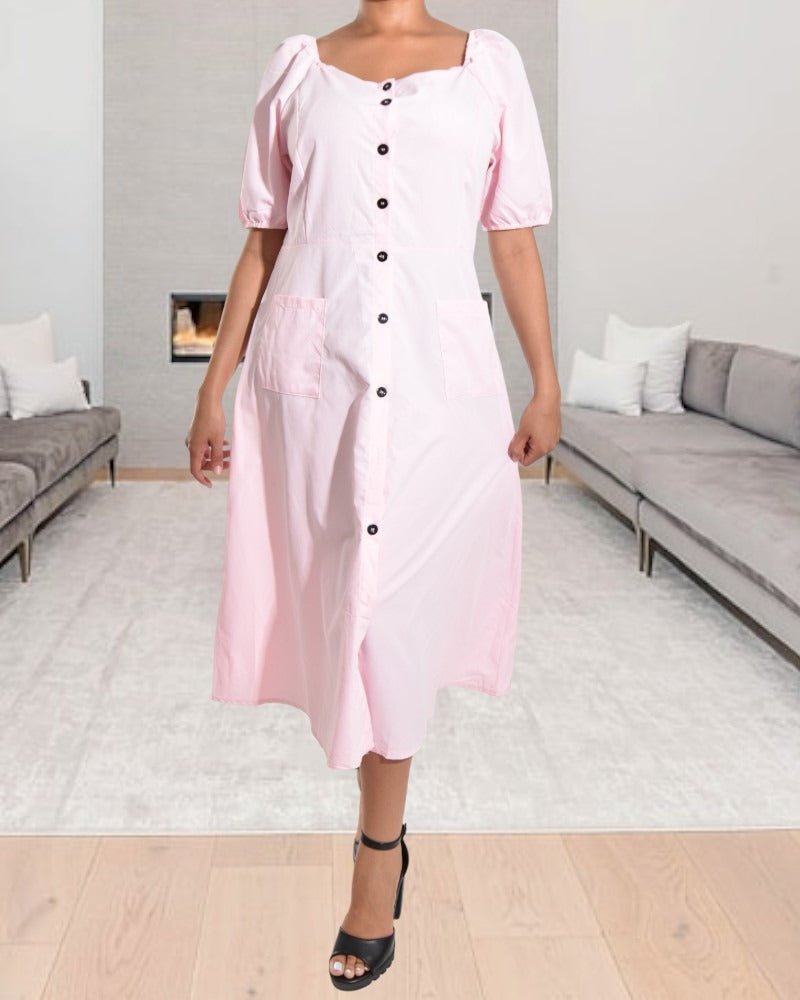 Ladies Pink Button Front Dress - StylePhase SA