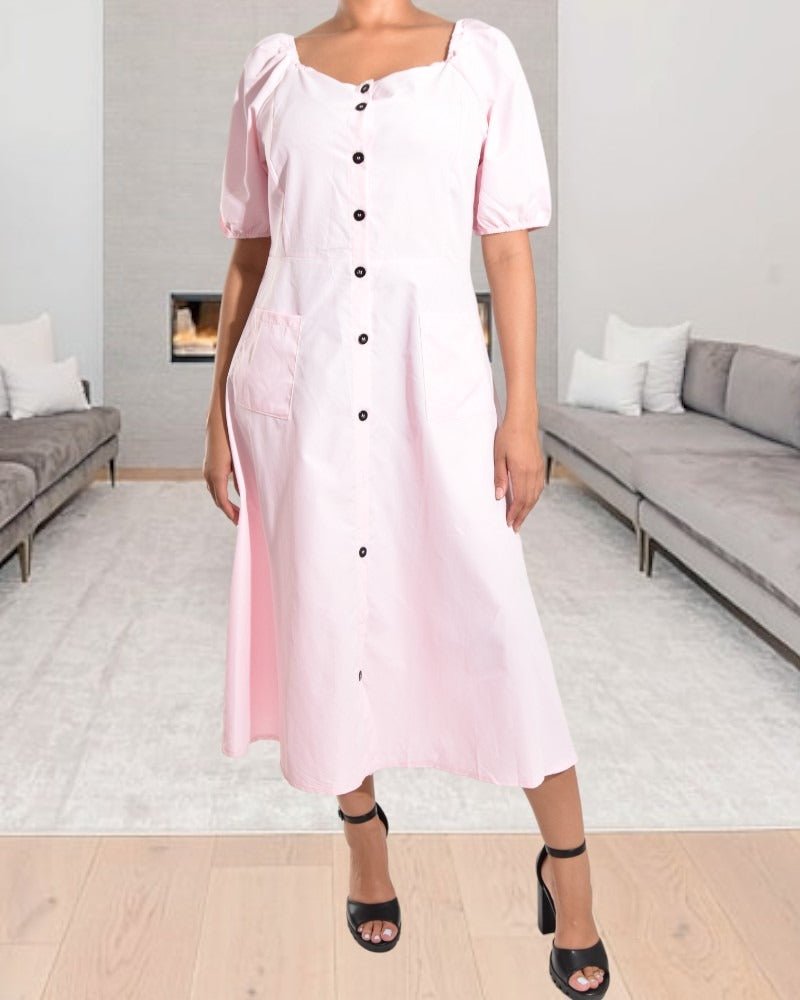 Ladies Pink Button Front Dress - StylePhase SA