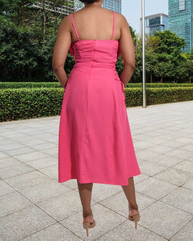 Ladies Pink Cami Dress with Waist Tie - StylePhase SA