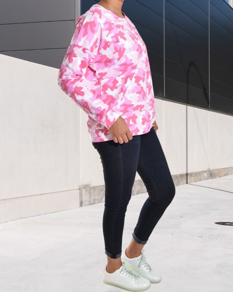 Ladies Pink Camo Print Sweater - StylePhase SA