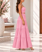 Ladies Pink Crop Cami And Tiered Maxi Skirt - StylePhase SA
