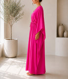 Ladies Pink Drawstring V-neck Kaftan - StylePhase SA