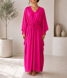 Ladies Pink Drawstring V-neck Kaftan - StylePhase SA