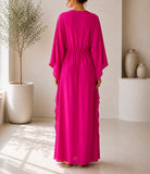 Ladies Pink Drawstring V-neck Kaftan - StylePhase SA