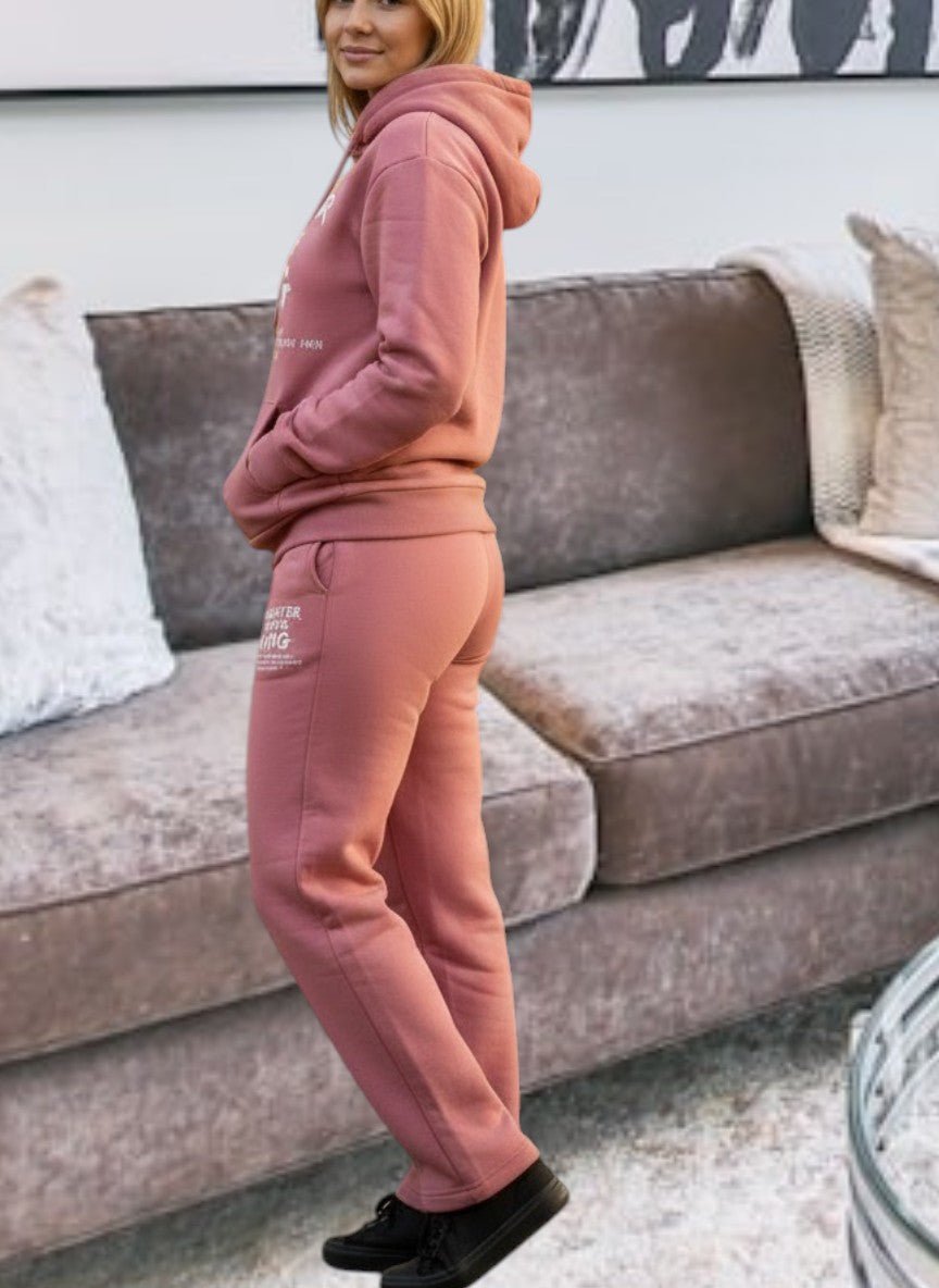 Ladies Pink Fleece Tracksuit Set - Daughter Of A King - StylePhase SA