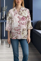 Ladies Pink Floral Button Front Top - StylePhase SA