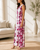 Ladies Pink Floral Print Sleeveless Jumpsuit - StylePhase SA