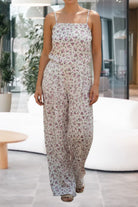 Ladies Pink Floral Strappy Pleated Jumpsuit - StylePhase SA