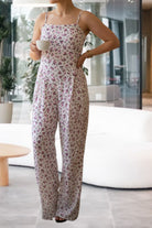 Ladies Pink Floral Strappy Pleated Jumpsuit - StylePhase SA
