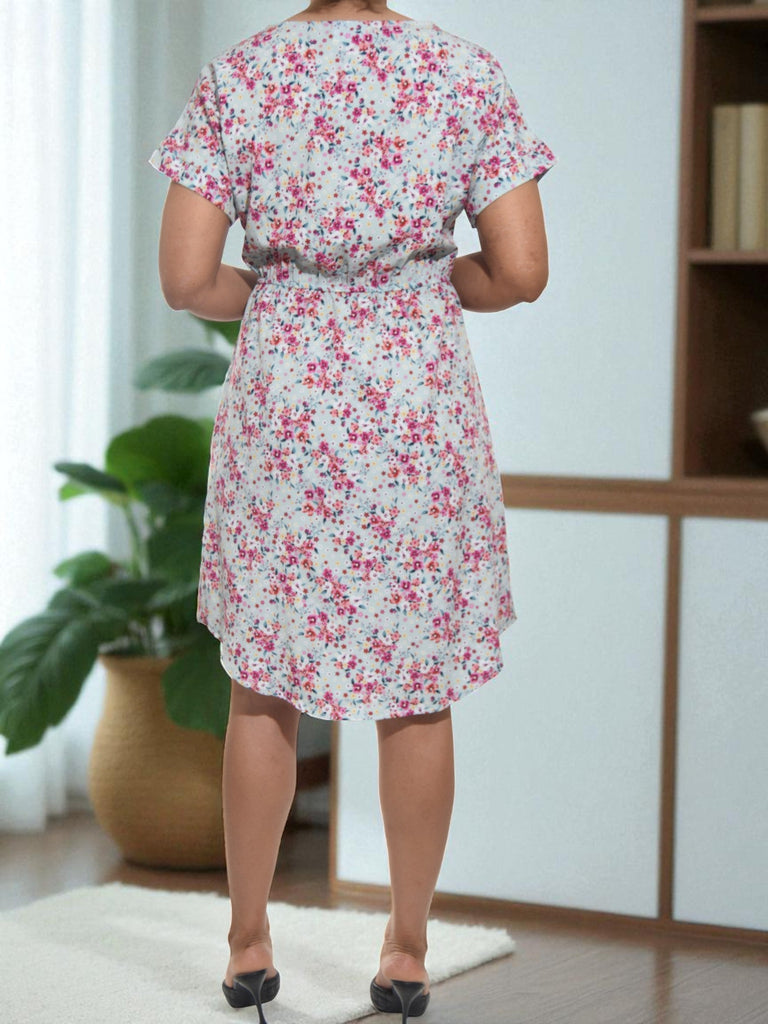 Ladies Pink Floral Tunic Dress - StylePhase SA