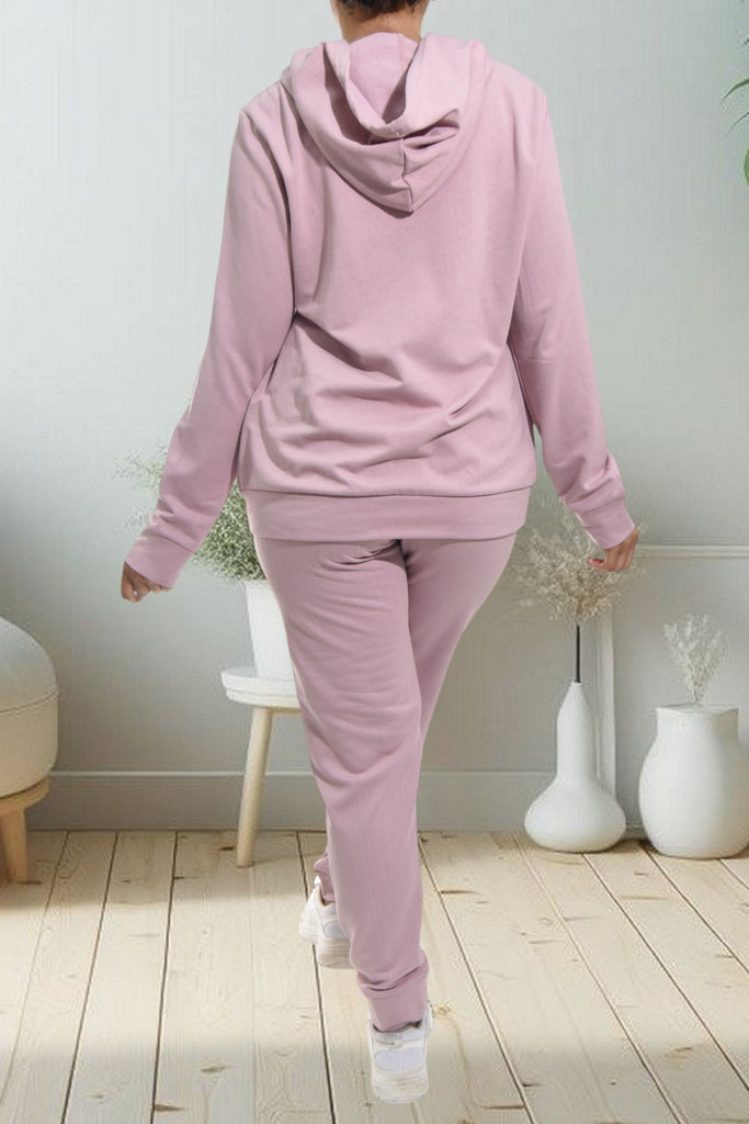 Ladies Pink Kangaroo Hoody Tracksuit Set - StylePhase SA