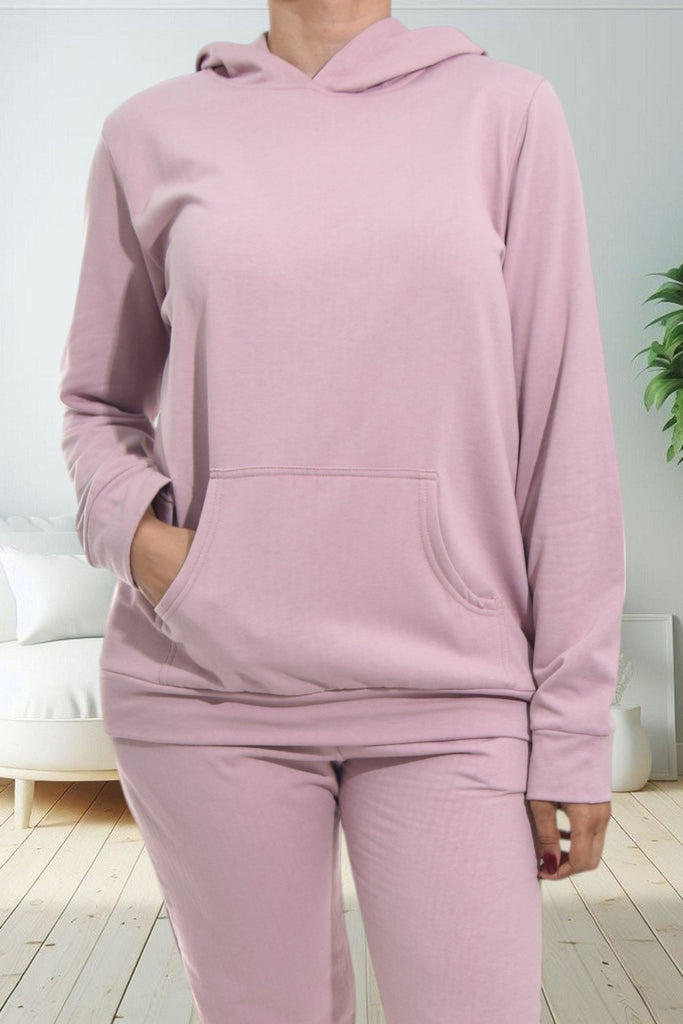 Ladies Pink Kangaroo Hoody Tracksuit Set - StylePhase SA