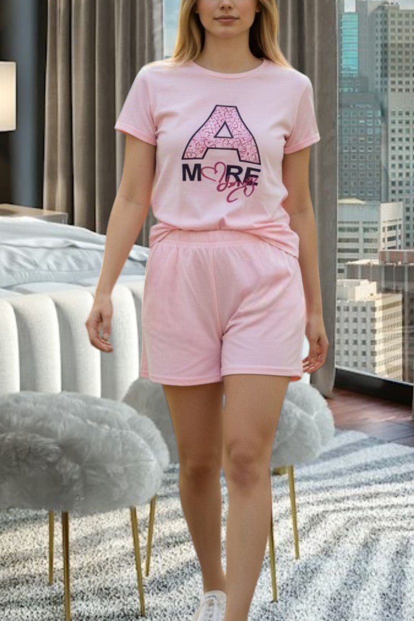 Ladies Pink Knit Pj Set - Love Amour - StylePhase SA