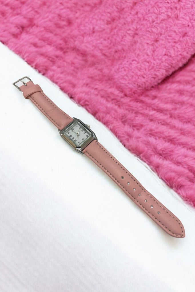 Ladies Pink Leather Strap Watch - StylePhase SA