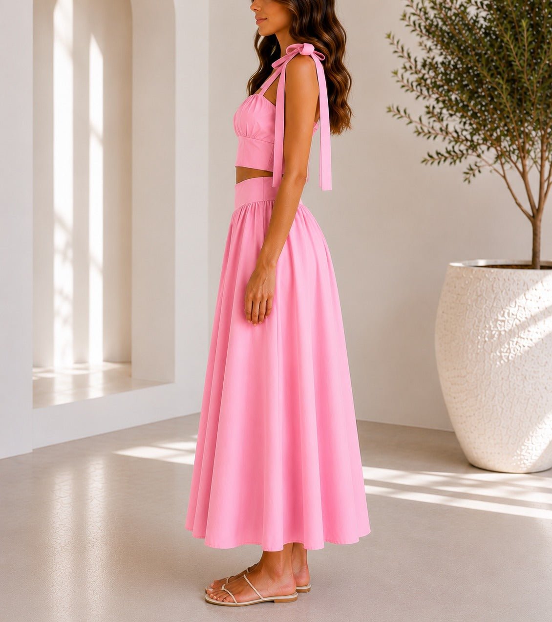 Ladies Pink Maxi Two-Piece Set - StylePhase SA