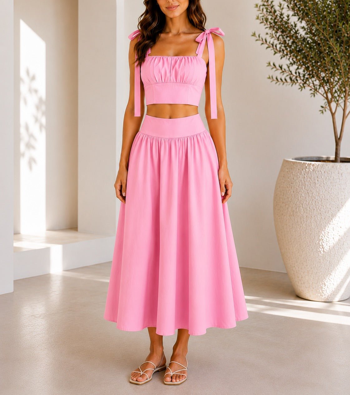 Ladies Pink Maxi Two-Piece Set - StylePhase SA