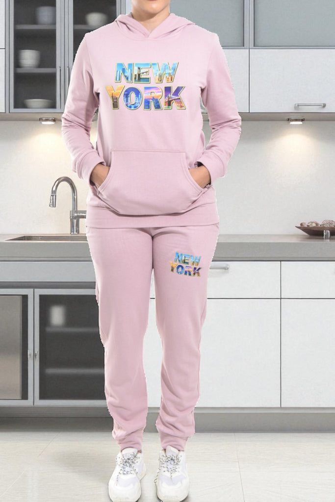 Ladies Pink New York Tracksuit Set - StylePhase SA