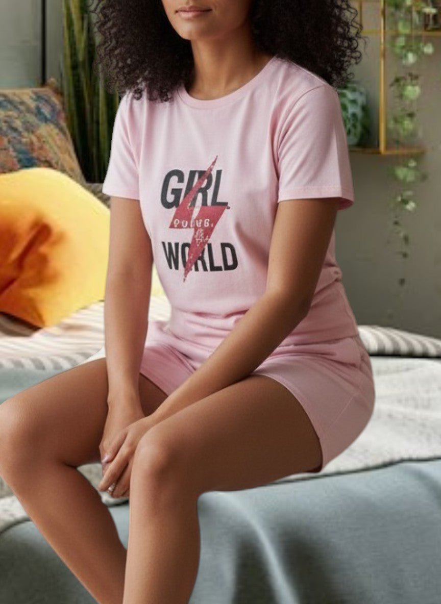 Ladies Pink Petite Knit Pj Set - Girl World - StylePhase SA