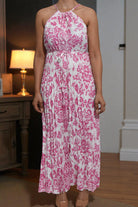 Ladies Pink Pleated Halter Neck Dress - StylePhase SA