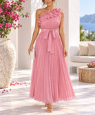 Ladies Pink Pleated Off Shoulder Dress - StylePhase SA