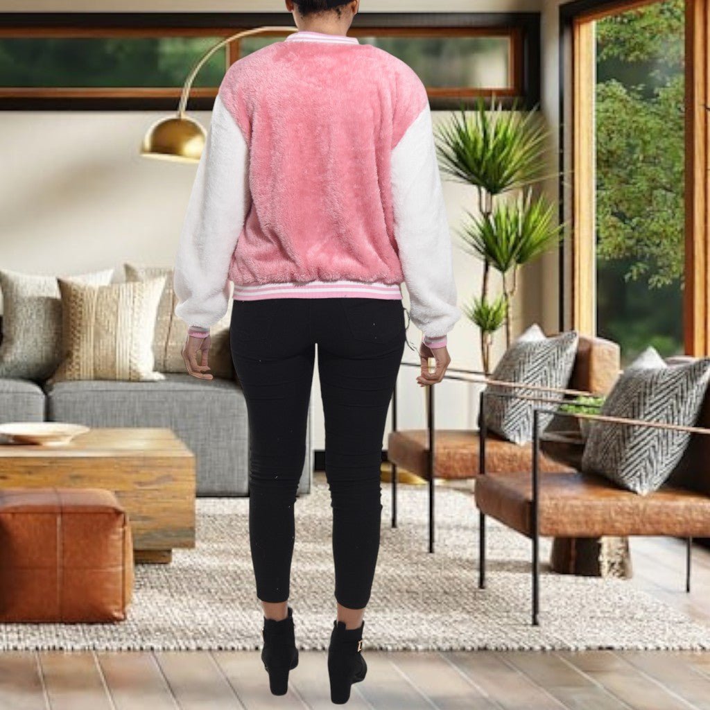 Ladies Pink Plush Printed Jacket - StylePhase SA