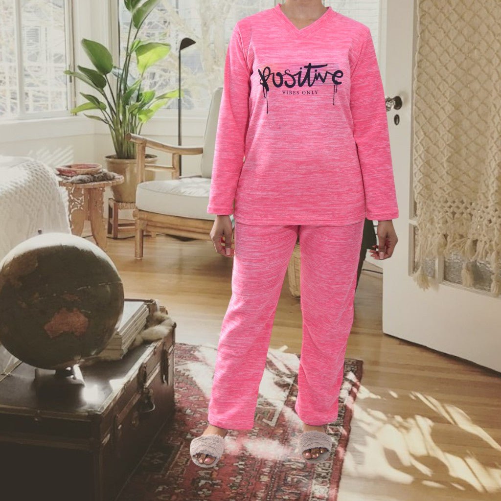 Ladies Pink Polar Fleece Printed Pyjama Set - StylePhase SA