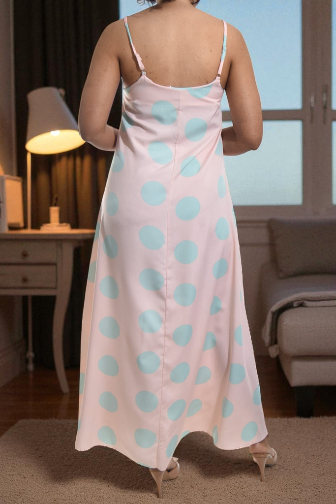 Ladies Pink Polka Dot Maxi Dress - StylePhase SA