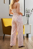 Ladies Pink Polka Dot Strappy Pleated Jumpsuit - StylePhase SA