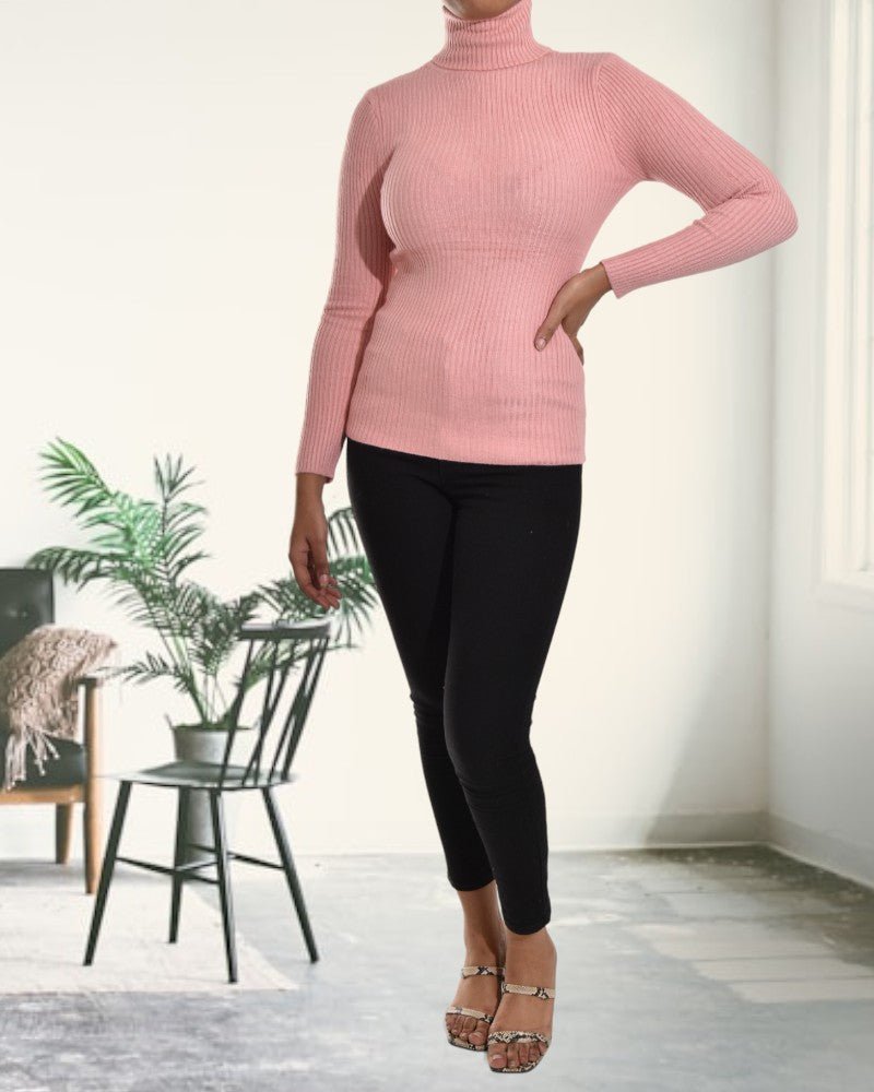 Ladies Pink Polo Neck Jersey - StylePhase SA