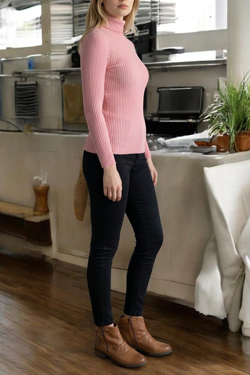 Ladies Pink Polo Neck Jersey Top - StylePhase SA