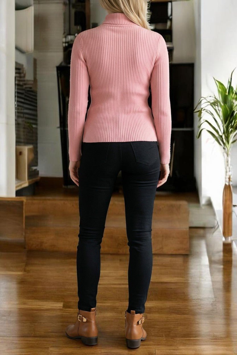 Ladies Pink Polo Neck Jersey Top - StylePhase SA