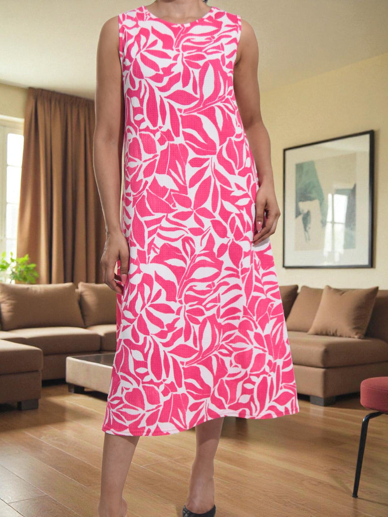 Ladies Pink Printed Crinkle Sleeveless Dress - StylePhase SA