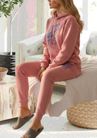 Ladies Pink Printed Fleece Tracksuit - It Is What It Is - StylePhase SA
