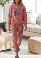 Ladies Pink Printed Fleece Tracksuit - It Is What It Is - StylePhase SA