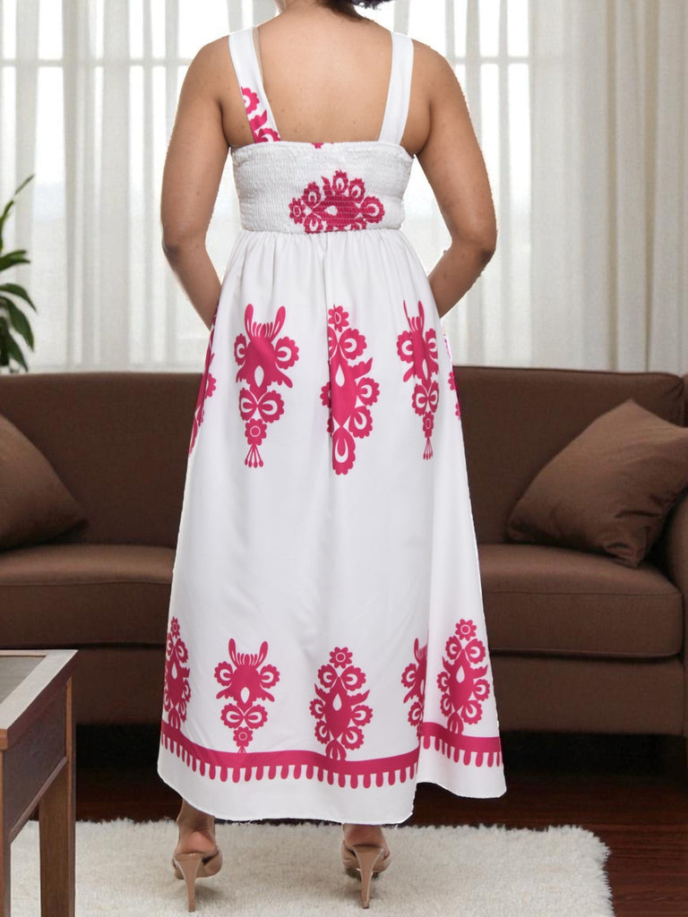 Ladies Pink Printed Front Slit Dress - StylePhase SA