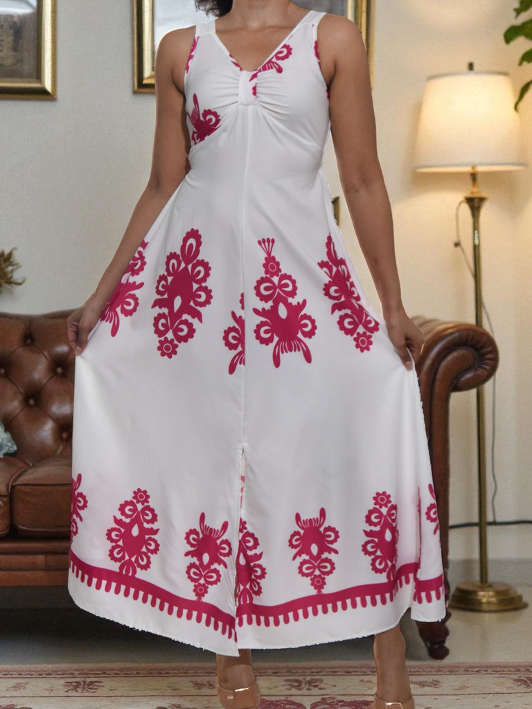 Ladies Pink Printed Front Slit Dress - StylePhase SA