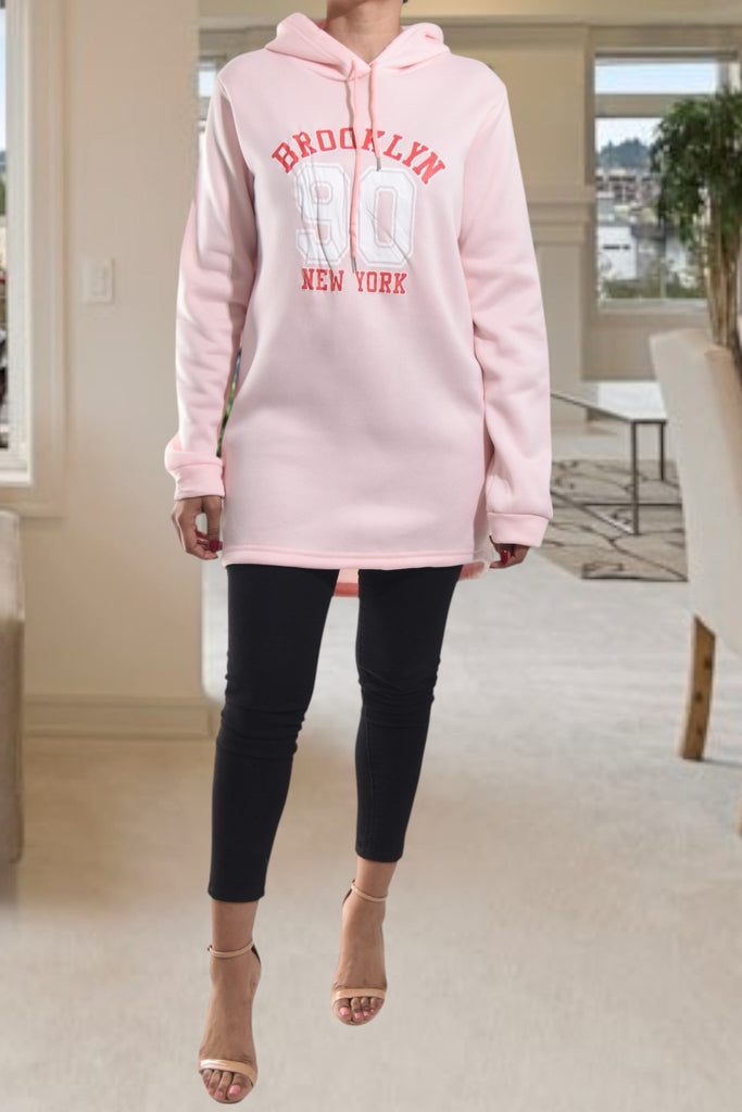 Ladies Pink Printed Hoody Dress - StylePhase SA