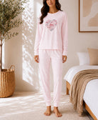 Ladies Pink Printed Pj Set -Heart Graphic - StylePhase SA