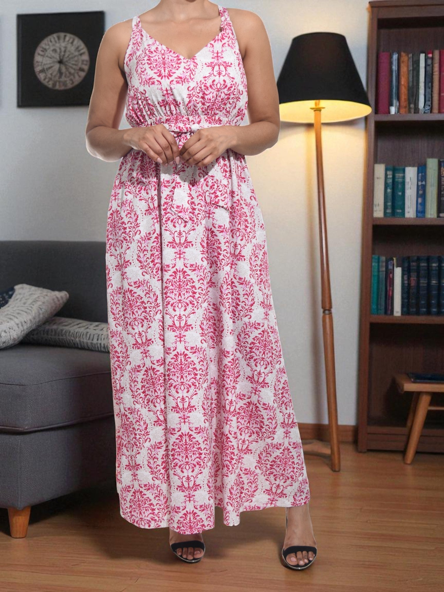 Ladies Pink Printed Tie Front Dress - StylePhase SA