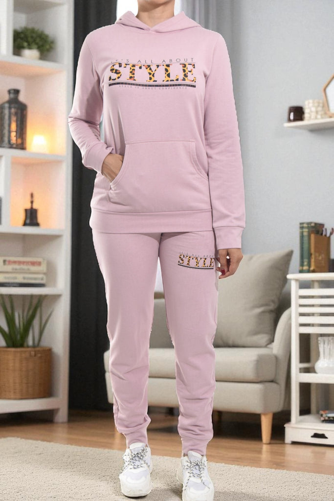Ladies Pink Printed Tracksuit Set - StylePhase SA