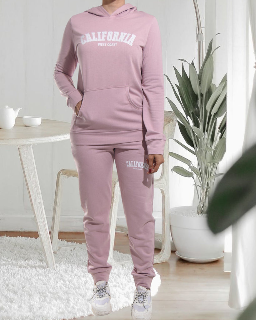 Ladies Pink Printed Tracksuit Set - StylePhase SA