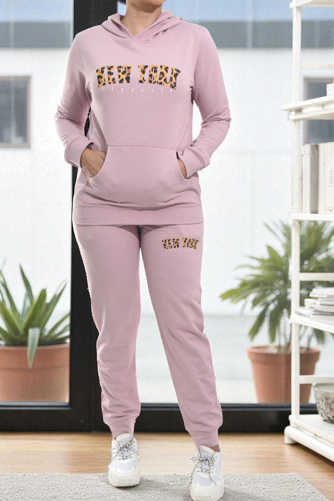Ladies Pink Printed Tracksuit Set - StylePhase SA