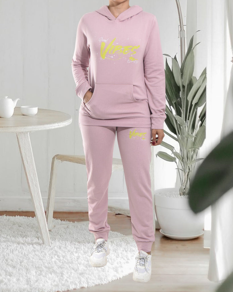 Ladies Pink Printed Tracksuit Set - StylePhase SA