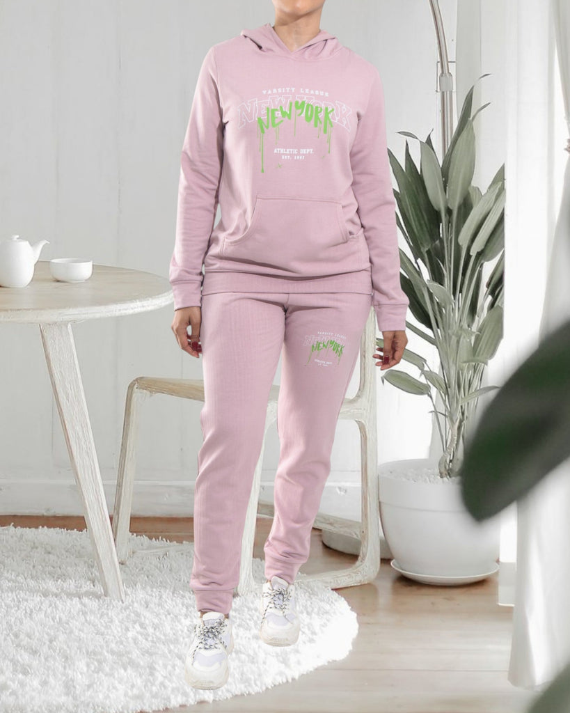 Ladies Pink Printed Tracksuit Set - StylePhase SA