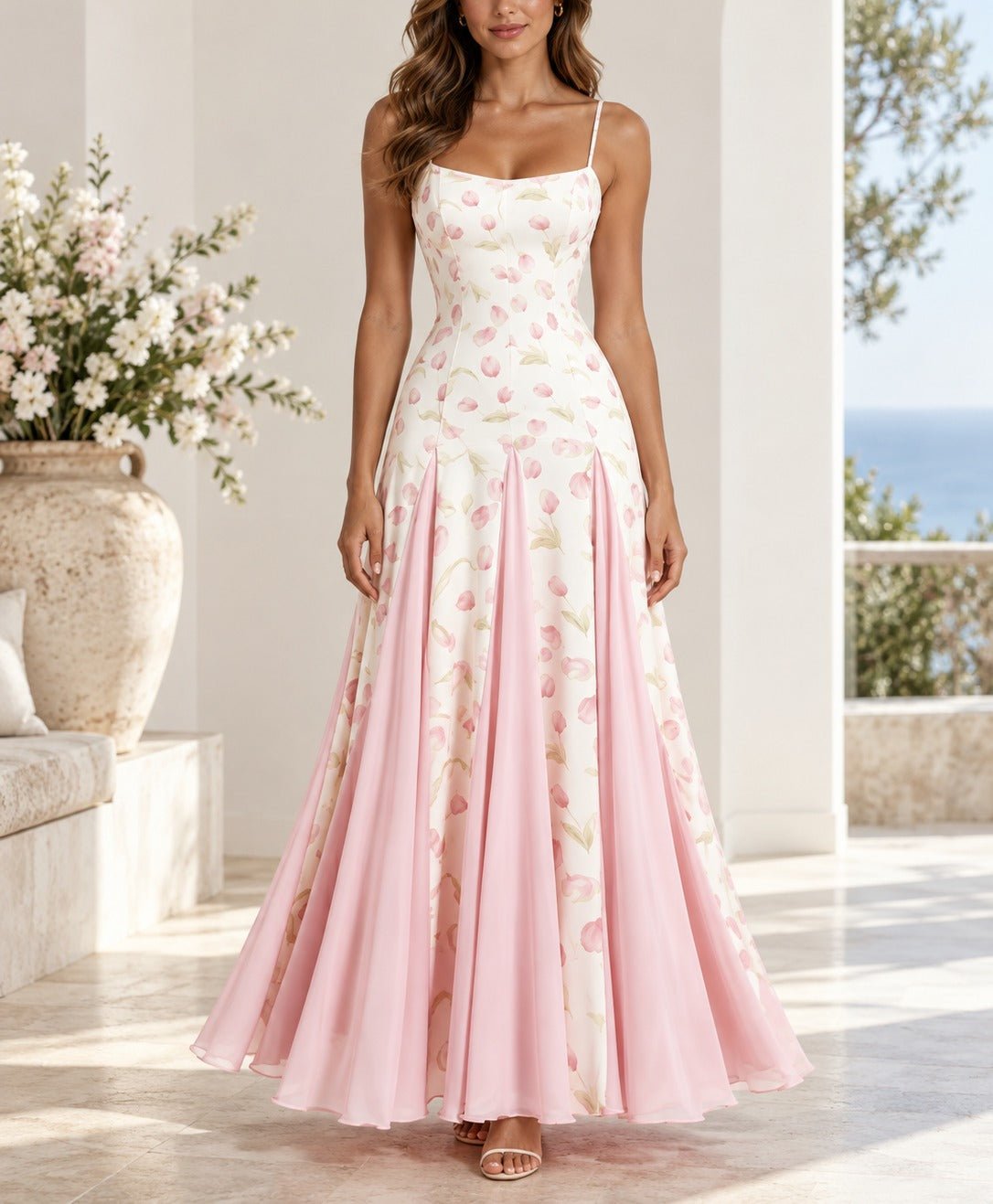 Ladies Pink Rose Maxi Dress - StylePhase SA