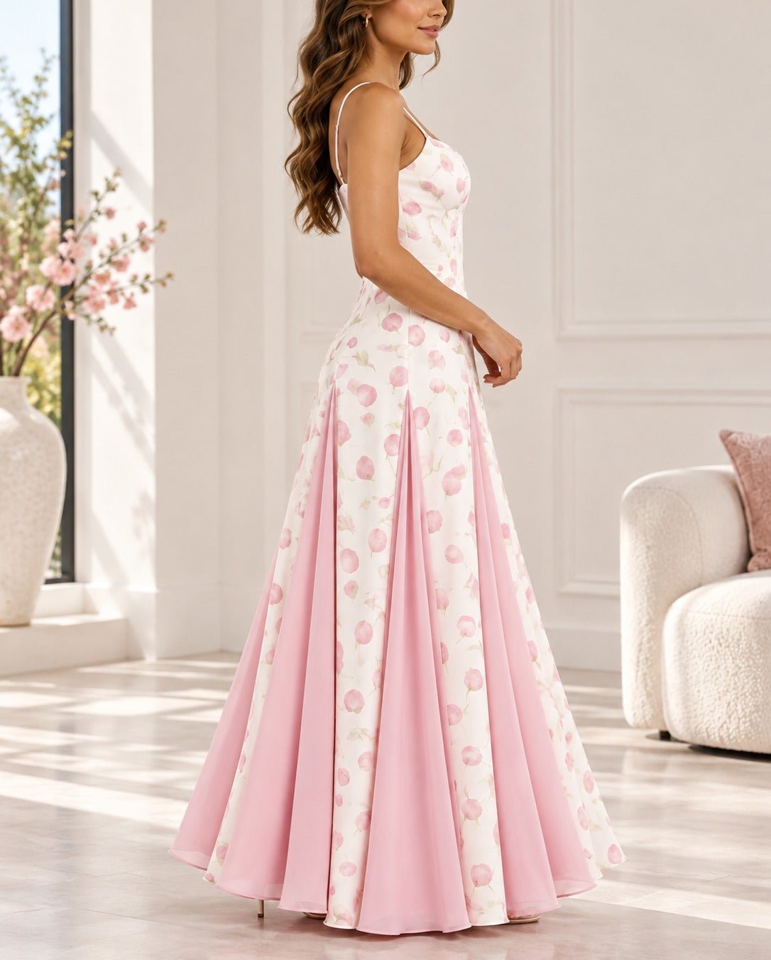 Ladies Pink Rose Maxi Dress - StylePhase SA