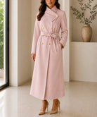 Ladies Pink Side Collar Double Breasted Melton Coat - StylePhase SA
