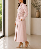 Ladies Pink Side Collar Double Breasted Melton Coat - StylePhase SA